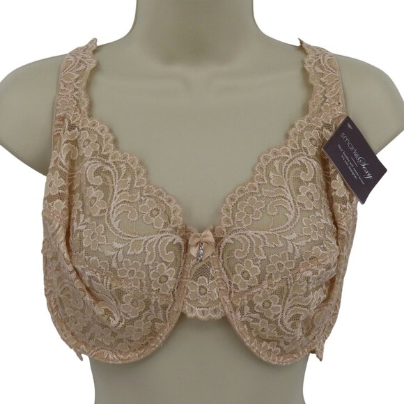 Smart & Sexy 42DD Bra SA964 Beige Floral Flower Lace Underwire Unlined Women NEW - Picture 1 of 14